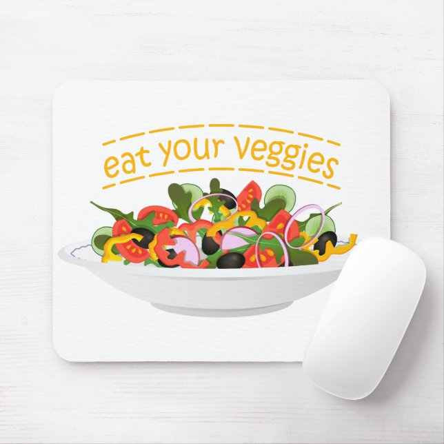 Eat Your Veggies Quote fresh salad mix bowl Mouse Mat (With Mouse)