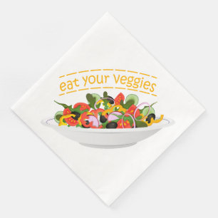 Eat Your Veggies Quote fresh salad mix bowl Napkin