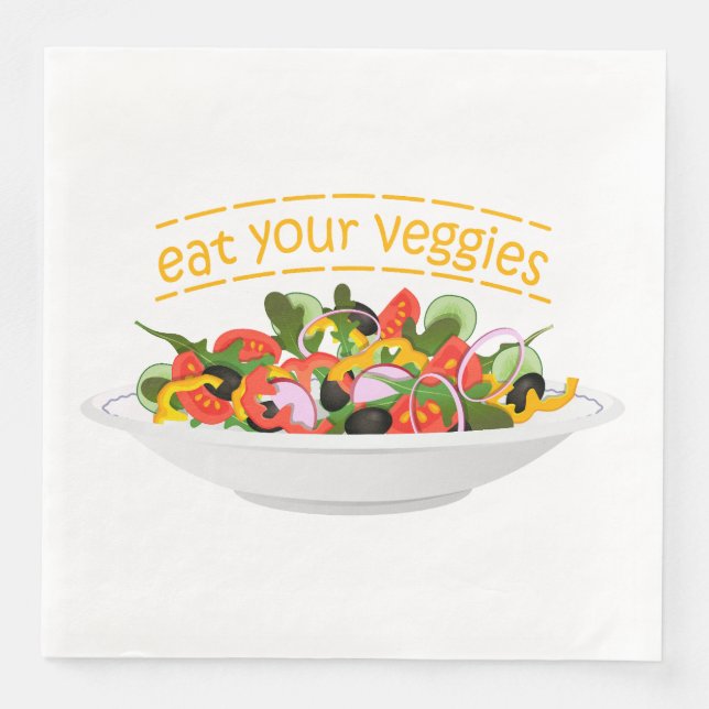 Eat Your Veggies Quote fresh salad mix bowl Napkin (Front)