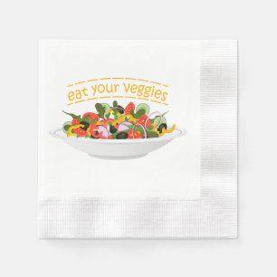 Eat Your Veggies Quote fresh salad mix bowl Napkin