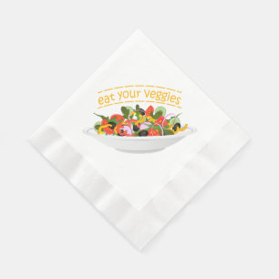 Eat Your Veggies Quote fresh salad mix bowl Napkin