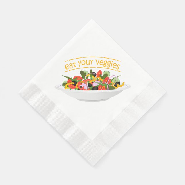 Eat Your Veggies Quote fresh salad mix bowl Napkin (Corner)