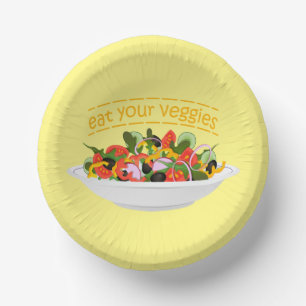 Eat Your Veggies Quote fresh salad mix bowl Paper Plate
