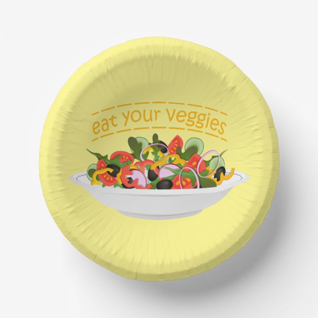 Eat Your Veggies Quote fresh salad mix bowl Paper Plate (Front)