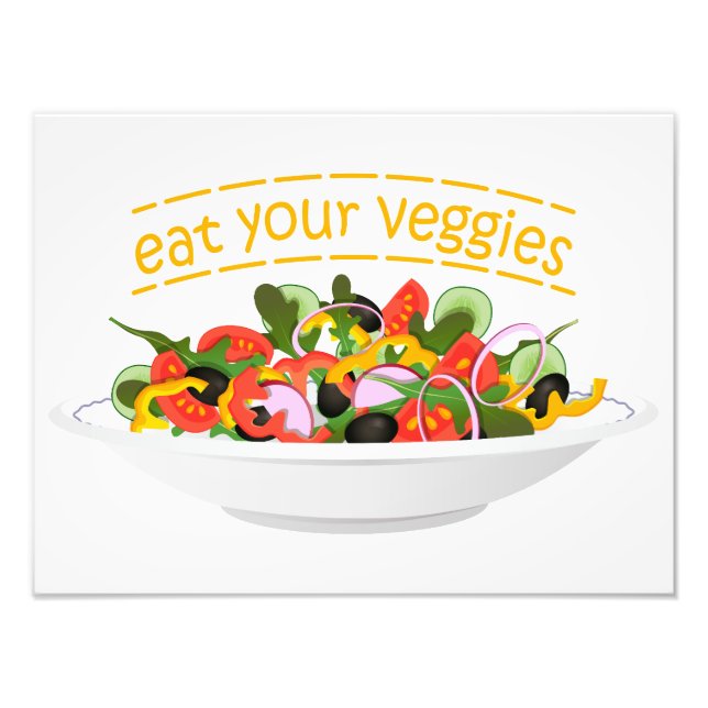 Eat Your Veggies Quote fresh salad mix bowl Photo Print (Front)
