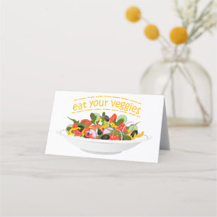 Eat Your Veggies Quote fresh salad mix bowl Place Card
