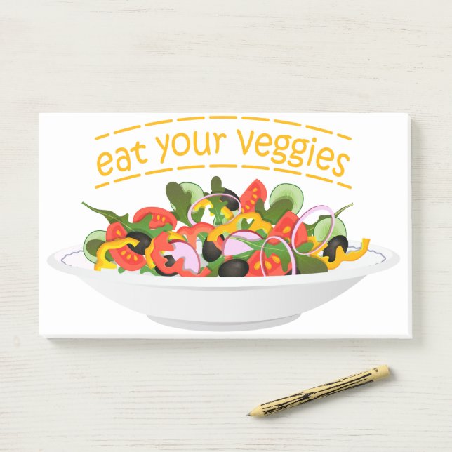 Eat Your Veggies Quote fresh salad mix bowl Post-it Notes (On Desk)