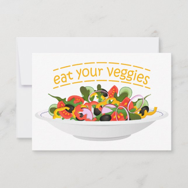Eat Your Veggies Quote fresh salad mix bowl Save The Date (Front)