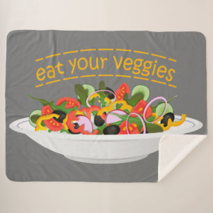 Eat Your Veggies Quote fresh salad mix bowl Sherpa Blanket