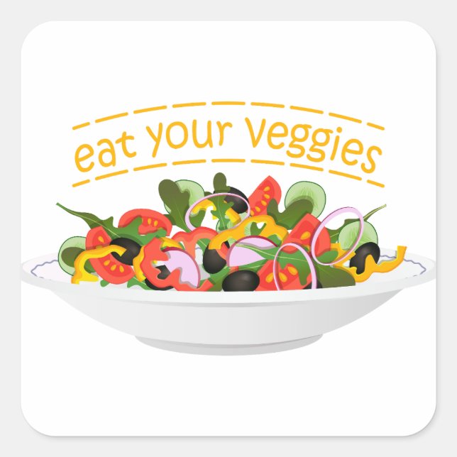 Eat Your Veggies Quote fresh salad mix bowl Square Sticker (Front)