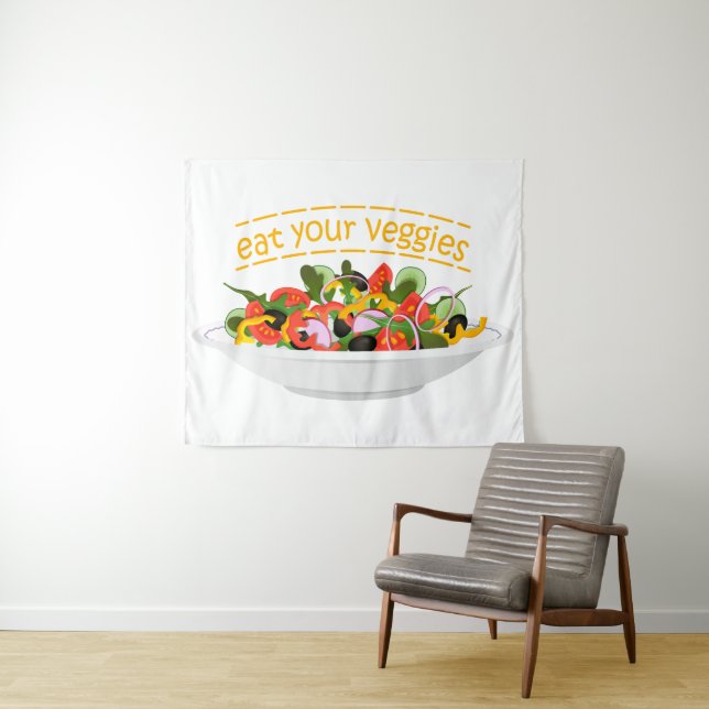 Eat Your Veggies Quote fresh salad mix bowl Tapestry (In Situ (Horizontal))