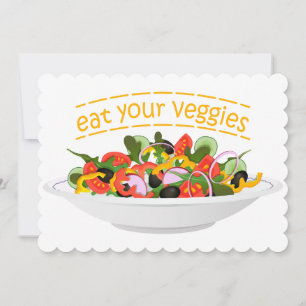 Eat Your Veggies Quote fresh salad mix bowl Thank You Card