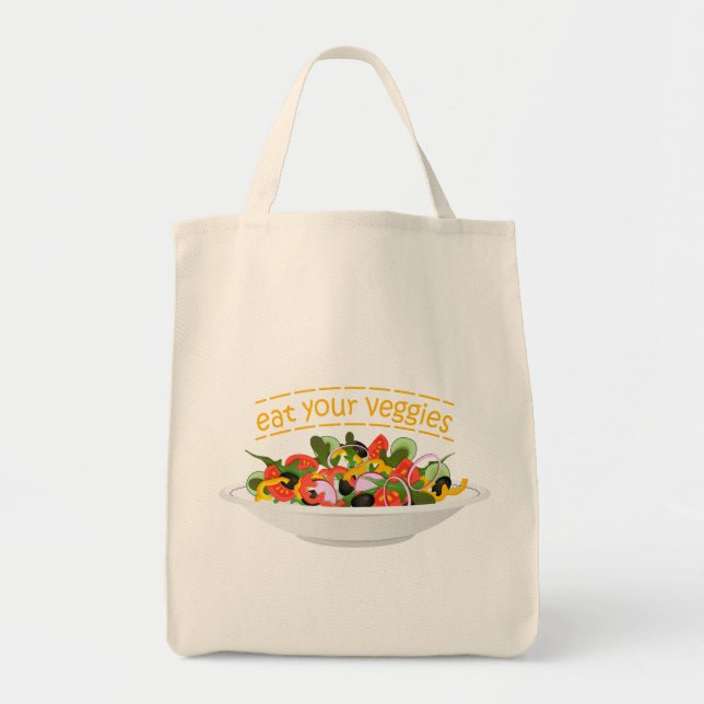 Eat Your Veggies Quote fresh salad mix bowl Tote Bag (Front)