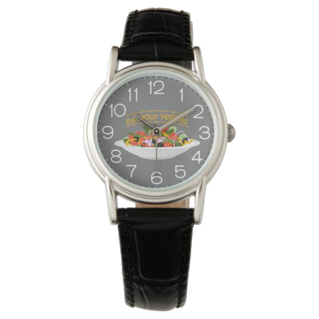 Eat Your Veggies Quote fresh salad mix bowl Watch (Front)