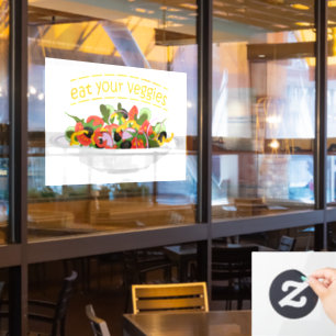 Eat Your Veggies Quote fresh salad mix bowl Window Cling