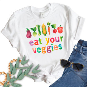 Eat Your Veggies Rainbow Colours Watercolor T-Shirt
