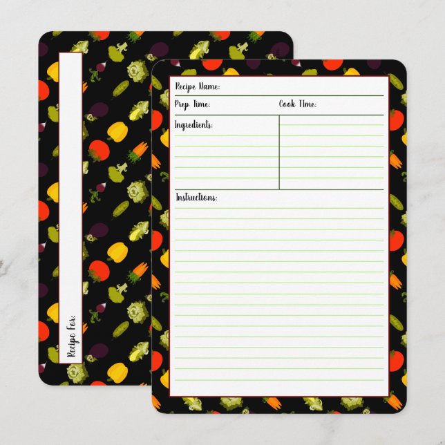 Eat Your Veggies Recipe Cards (Front/Back)