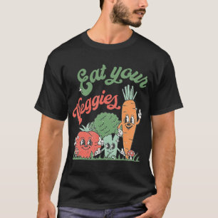 Eat your Veggies Retro 90s Style Vegetable Funny V T-Shirt