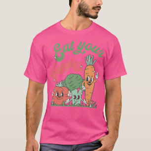 Eat your Veggies Retro 90s Style Vegetable Funny V T-Shirt
