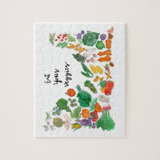 Eat Your Veggies (vegetable illustration vegan) Jigsaw Puzzle