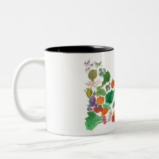 Eat Your Veggies (vegetable illustration vegan) Two-Tone Coffee Mug