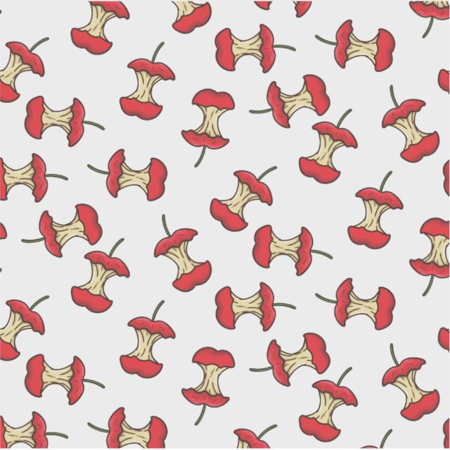 Eaten Apple Core retro style fun fruit pattern (Front)