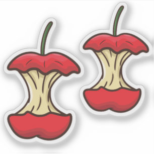 Eaten Apple Core retro style fun fruits