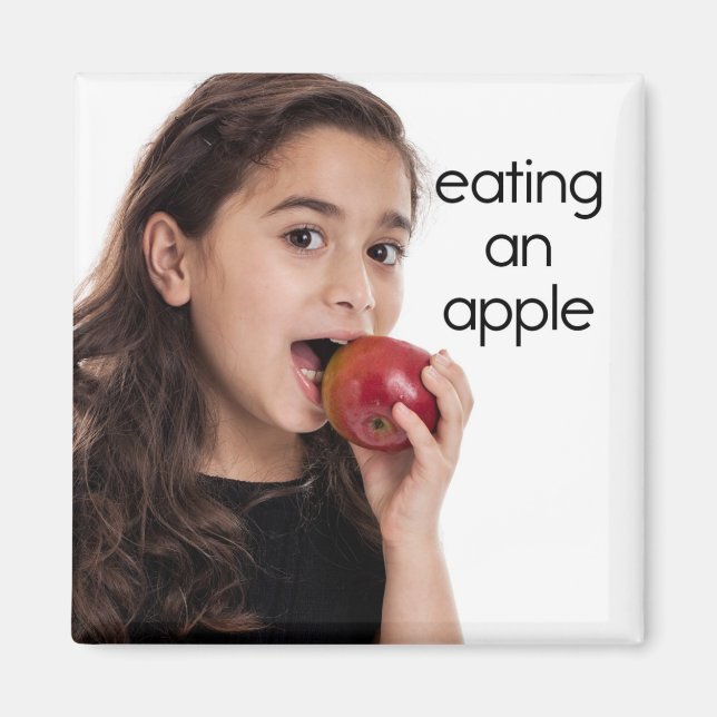 Eating an Apple Refrigerator Magnet (Front)