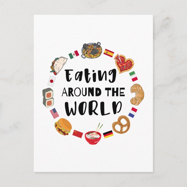 Eating around the world postcard (Front)