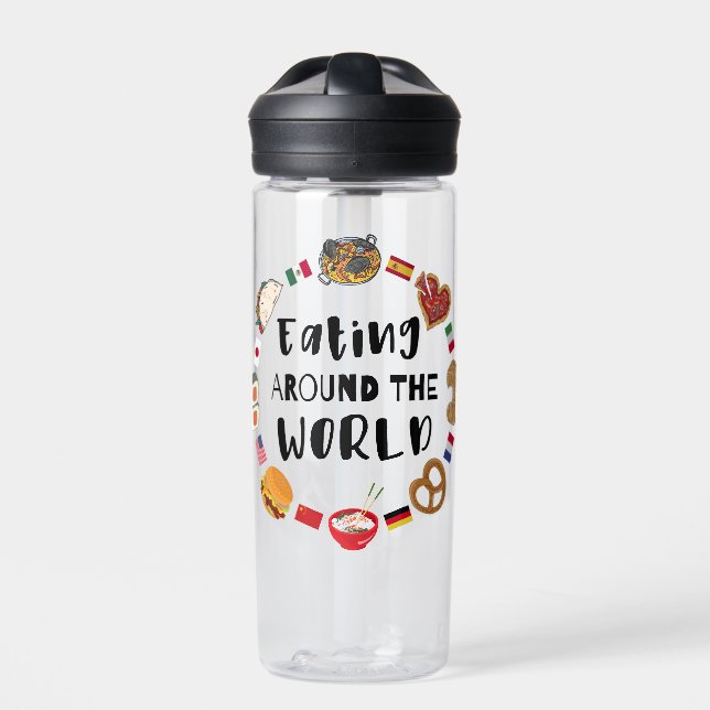 Eating around the world water bottle (Front)