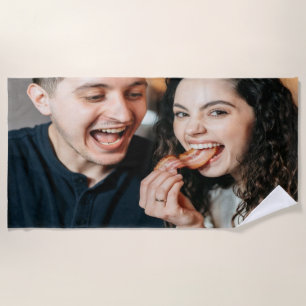 Eating Bacon Photo Customize Personalize Beach Towel