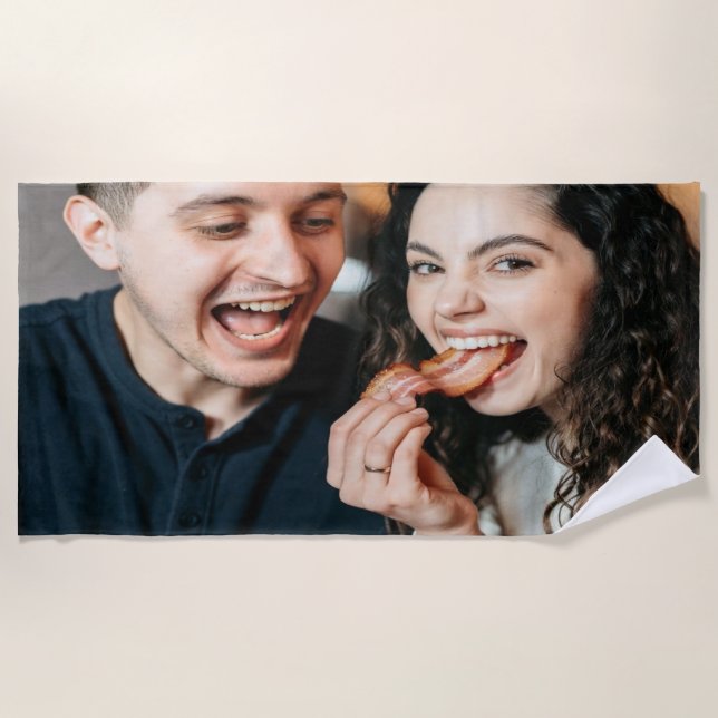 Eating Bacon Photo Customize Personalize Beach Towel (Front)
