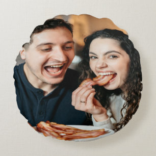 Eating Bacon Photo Customize Personalize Round Cushion