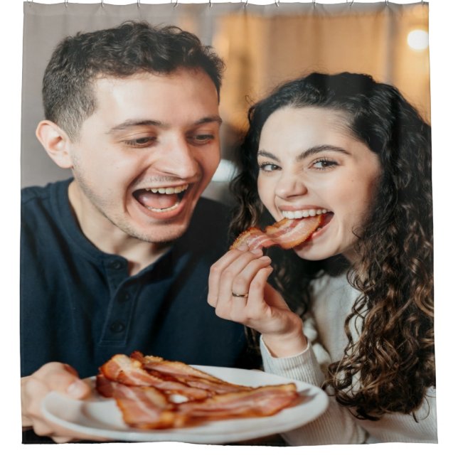 Eating Bacon Photo Customize Personalize Shower Curtain (Front)