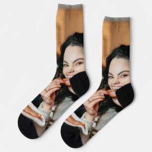 Eating Bacon Photo Customize Personalize Socks