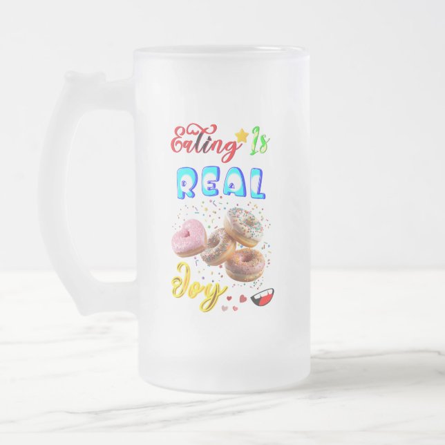 Eating Barware Is Real Joy Frosted Glass Beer Mug (Left)