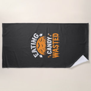 Eating Candy Wasted Halloween Design_1 Beach Towel