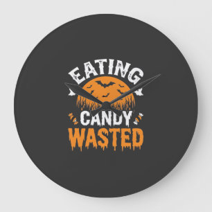 Eating Candy Wasted Halloween Design_1 Large Clock