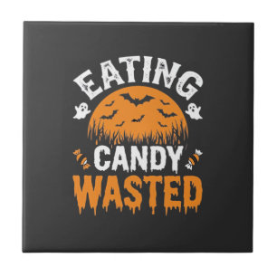 Eating Candy Wasted Halloween Design_1 Tile