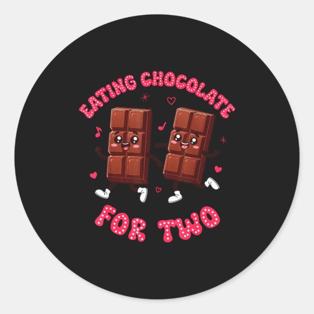Eating Chocolate For Two Pregnancy Valentines Day  Classic Round Sticker (Front)