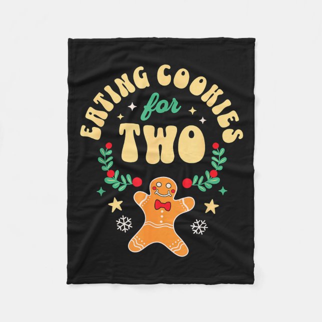 Eating Christmas Cookies For Two - Pregnancy Revea Fleece Blanket (Front)