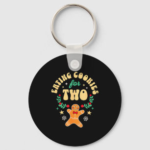 Eating Christmas Cookies For Two - Pregnancy Revea Key Ring