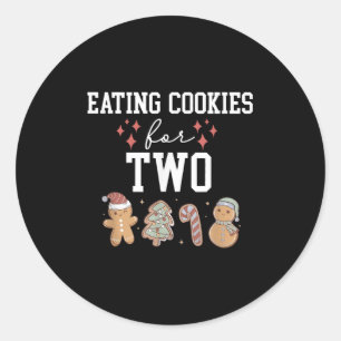 Eating Christmas Cookies For Two Pregnancy Reveal  Classic Round Sticker