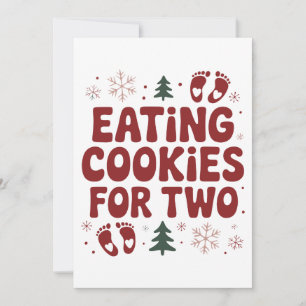 Eating Cookies For Two Christmas Pregnancy Mum Invitation