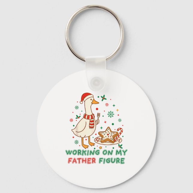 Eating Cookies For Two Working On My Dad-bod Santa Key Ring (Front)