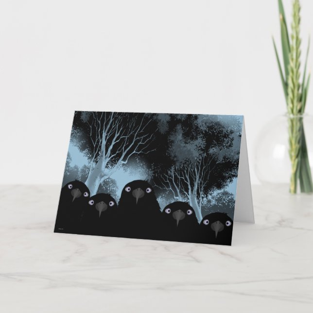 Eating Crow Spooky Greeting Card (Front)