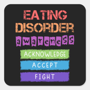 Eating disorder awareness square sticker
