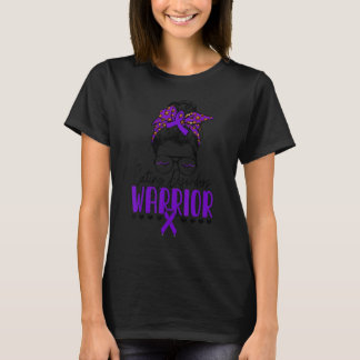 Eating Disorders Warrior Women Glasses Messy Bun L T-Shirt