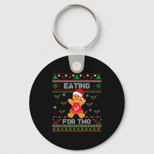 Eating For Two Pregnancy Announcement Ugly Sweater Key Ring