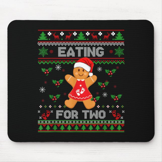 Eating For Two Pregnancy Announcement Ugly Sweater Mouse Mat (Front)